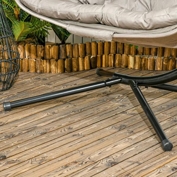 Rootz Hängstol för 2 personer - Fällbar sittkorg - Stor sittdyna - Sand + Svart - 130 x 103 x 172 cm