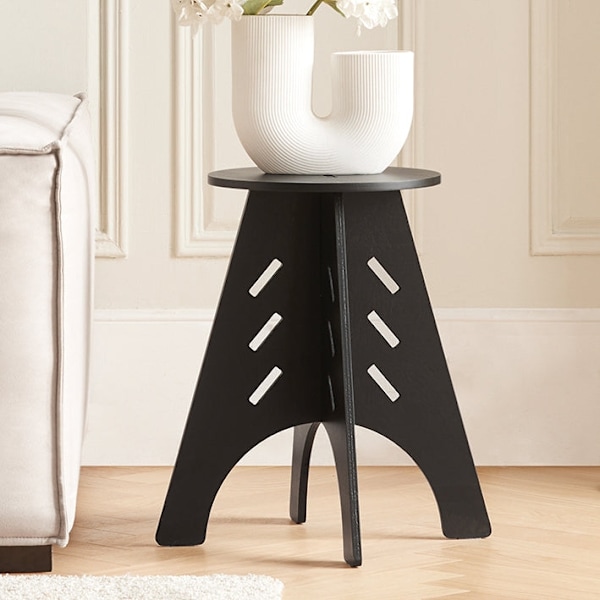 Rootz træsidebord - Sofabord - Samlebord - Nem montering - Miljøvenlig - Støjreducerende gulvbeskyttere - H48,5 x Ø30,5 cm - Sort