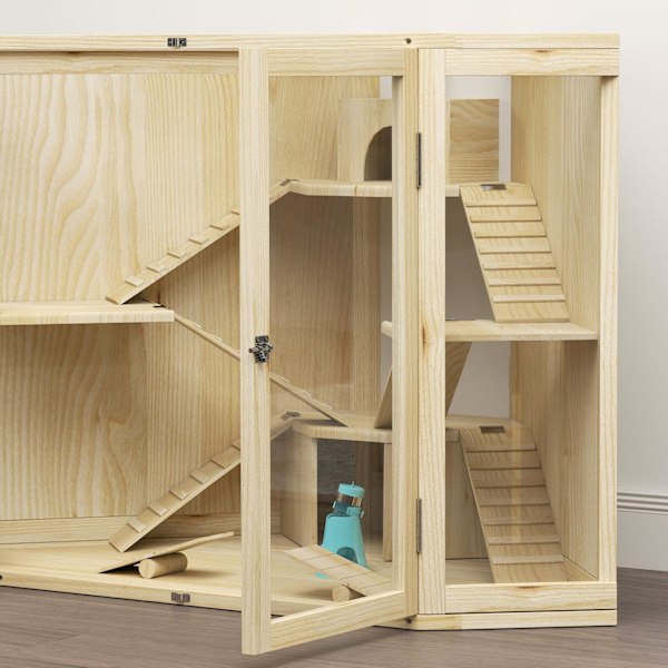 Rootz 4 Tier Hamster Cage - Small Animal House - trä livsmiljö - rymlig design - 115 x 69,5 x 79 cm