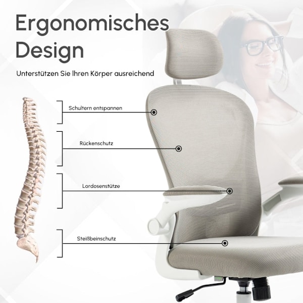 Rootz Kontorstol - Computerstol - Arbejdsstol - Ergonomisk design - 62cm x 64cm x 112-120cm