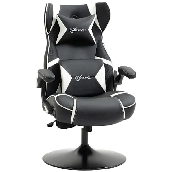 Rootz Gaming Chair - Integrerede højttalere - Vipbart ryglæn - Sort + Hvid - 69 x 73 x 118 cm