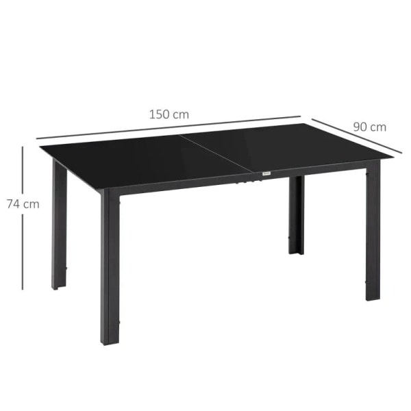 Rootz Trädgårdsbord - 6-sits - Väderbeständigt - Härdat glas - Uteplatsbord - Svart - 150cm x 90cm x 74cm