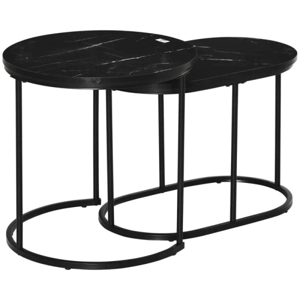 Rootz sæt med 2 sideborde - Sofabord - Industrielt design - Stue - Soveværelse - Entre - Sort - Ø50 x 50,5H cm