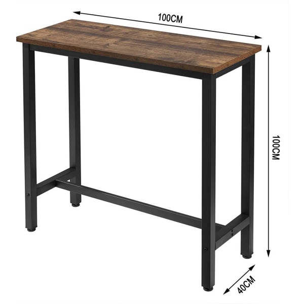 Rootz Modern Barbord - Pubbord - Högt bord - Stabilitet i järnstomme - Reptålig - Utrymmesbesparande design - 100cm x 40cm x 100cm