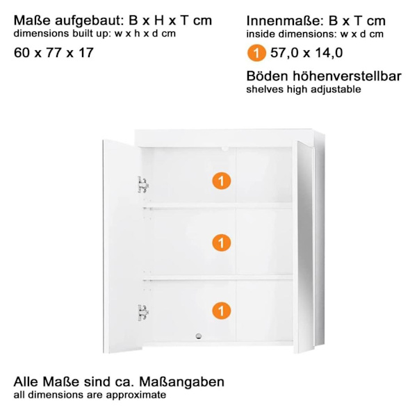 Rootz Badeværelsessæt - Badeværelsesskabe - Højglans - 60 x 190 x 34 cm White