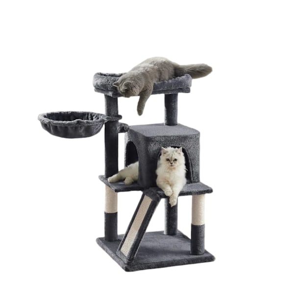 Rootz Cat Tower - Scratching Post - Cat Tree - Mysiga hålrum - 48 x 48 x 96 cm - Smoke Grey