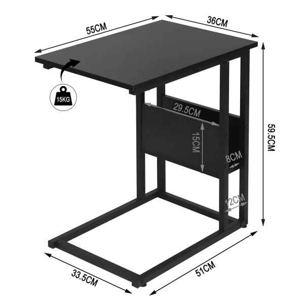 Rootz Soffbord - Sidobord - Avslutsbord - Loungebord - Vardagsbord - Accentbord - Svart - 55x36x59,5cm
