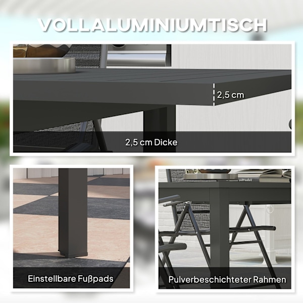 Rootz Garden Table - Utomhusbord - Utdragbart bord - Väderbeständig design - 160/220L x 90W x 73H cm