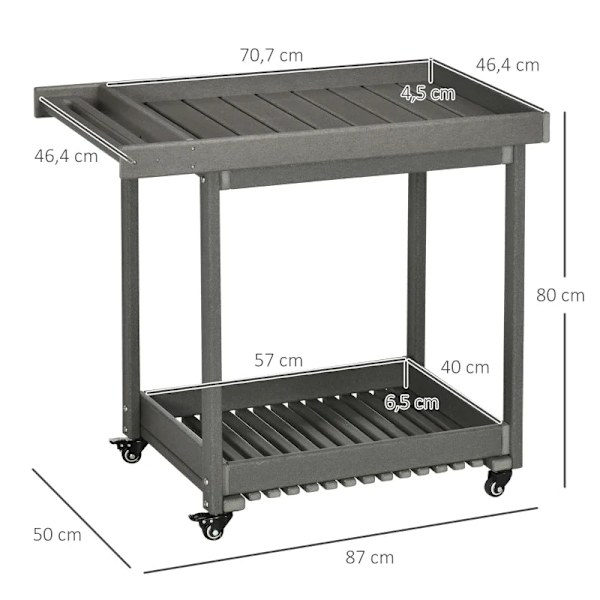 Rootz Serveringsvagn med handduksställ - 1 bottenhylla - 4 hjul - Mörkgrå - 87cm x 50cm x 80cm