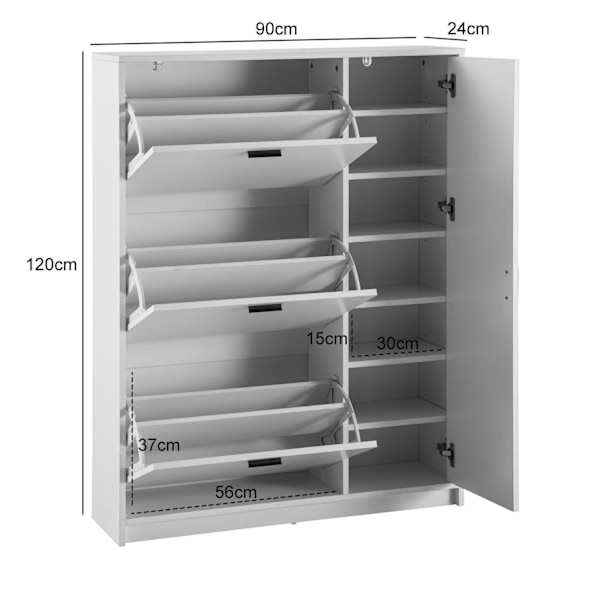 Rootz stort skoskab - Moderne skoopbevaring - Entryway Organizer - Rigelig opbevaringsplads - 90 cm x 120 cm x 24 cm