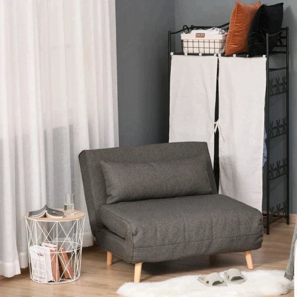 Rootz Single Sofa Bed - Sofa Bed - Folding Sofa - Adjustable Backrest Lounger - Gray - 95 x 95 x 80 cm