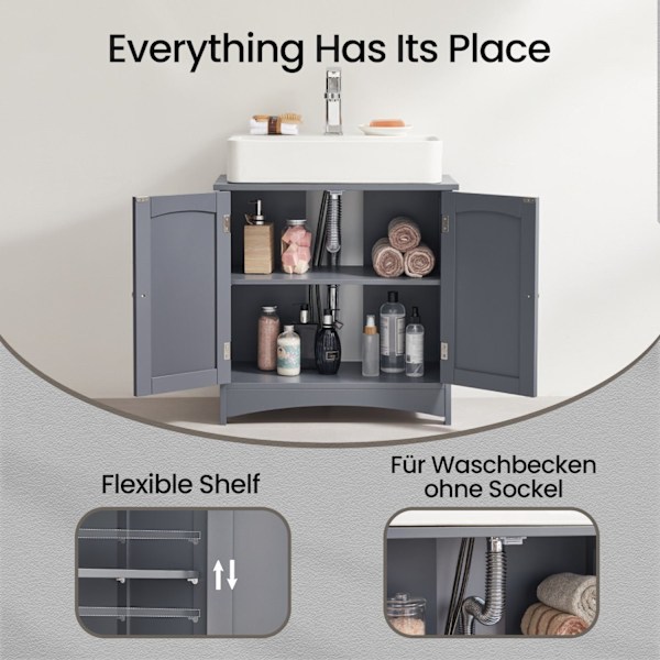 Rootz Sink Cabinet - Vanity Unit - Base Cabinet - MDF Holdbar opbevaring - 60x30x60cm