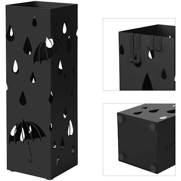 Rootz Metal Paraply Stand - Paraply Stand - Paraply Kurv - Paraply Stand - Sort
