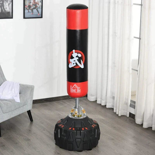 Rootz Boksesæk - Boksetræning - Boksestativ - Boksestativ - Bokseassistent - Sort/Rød - 60x60x180 cm