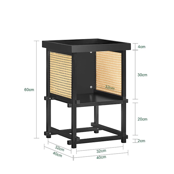 Rootz Tenon Connection Sidebord - Sofabord - Gule gitterpaneler - Sort træ - Nem montering - 40cm x 60cm x 40cm