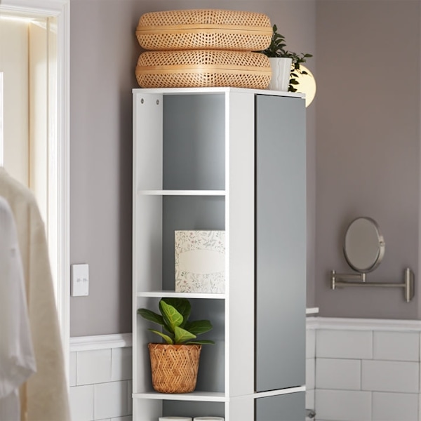 Rootz Tall Badrumsskåp - Förvaringsorganisator - Fristående hyllenhet - MDF och gummiträkonstruktion - Anti-tipstabilitet - Enkel montering - 50cm x 1