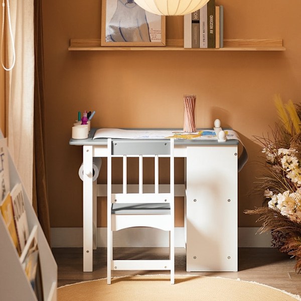Rootz Børneundersøgelsestabelsæt - Kids 'Desk - Learning Table - Creative Space - 80x66x50cm Tabel, 30x64x34cm stol, sædehøjde 32 cm