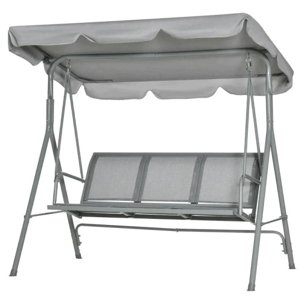 Rootz Verandagynge - Gyngesæde - 3-personers havegyngebænk - Havegynge - Med tag - Metal - Grå/sølv - 170 x 110 x 153 cm