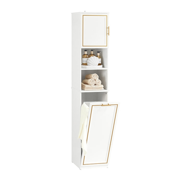 Rootz Tall Badrumsskåp - Förvaringsenhet - Tvätthållare - MDF Furu - Tippskydd - 33cm x 171cm x 32cm - 2-delad set
