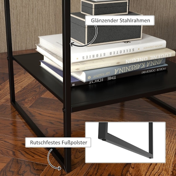 Rootz Industrial Design Sidebord - Sofabord - Sengebord - 2 niveauer af opbevaring - Robust stålramme - 40cm x 40cm x 45cm