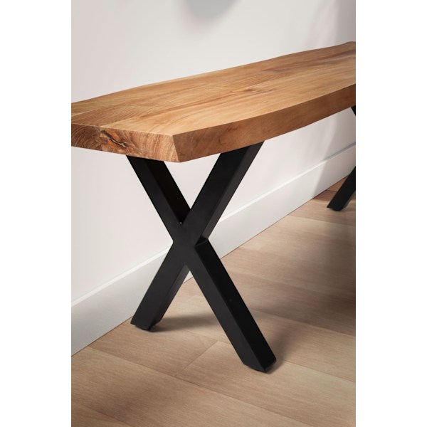 Rootz Modern Design käytäväpenkki - Kiinteä sisääntuloistuin - Puun reunat - Käsintehty - 120 cm x 40 cm x 45,5 cm - Akaasiapuu - Rautaiset jalat