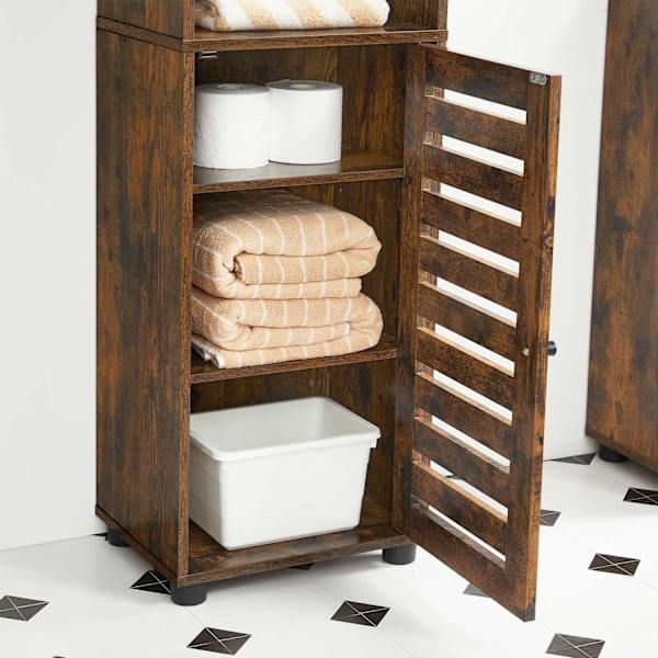 Rootz Vintage Brown Chipboard Högskåp - Förvaringsenhet - Skåp - Tippskydd - 40cm x 30cm x 167cm - Organisera ditt utrymme - Robust konstruktion - Enk