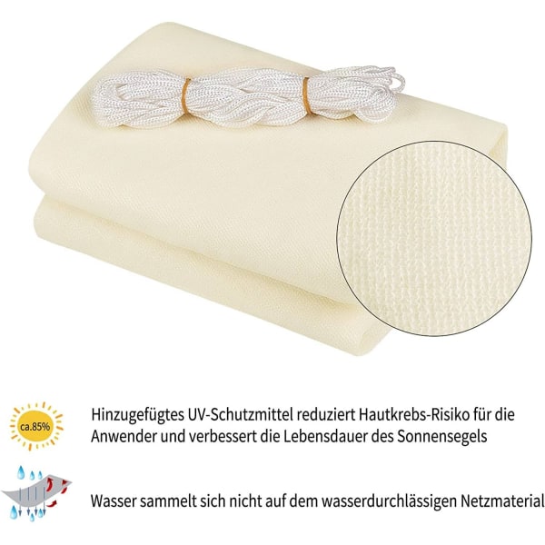 Rootz Premium HDPE Sun Sail - Utomhusskydd - UV-skyddande kapell - Slitstark, rivtålig, enkel installation - 4m x 5m