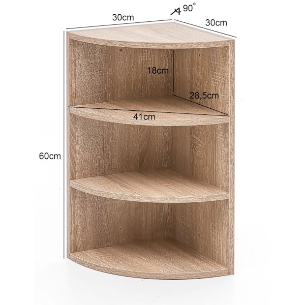 Rootz kulmahylly Sonoma 30x60x30 cm WL5.842 puinen seinähylly kulmariippuva hylly - Puinen seinähylly Korkea - Vapaasti kelluva seinähylly - Designkor