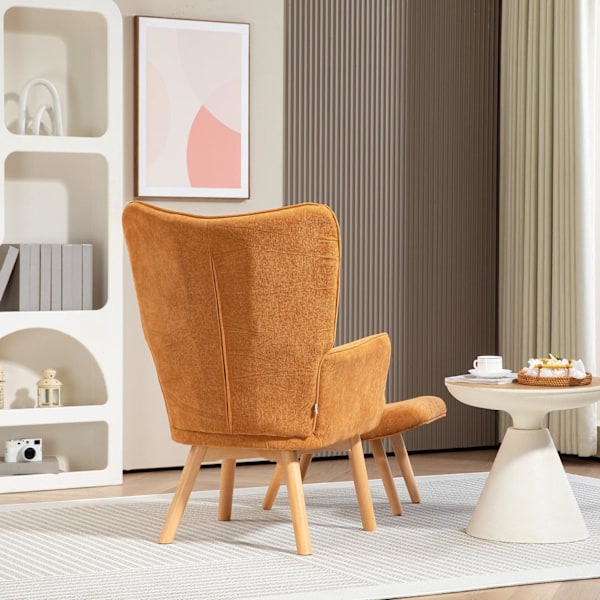 Rootz accentstol med avföring - avslappningsstol - Lounge fåtölj - ergonomisk komfort - 72 cm x 80 cm x 101 cm - corduroy look - brun