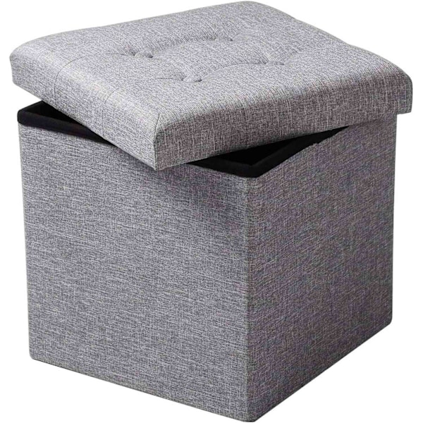 Rootz hopfällbar förvaringspall - ottomansk bänk - platsbesparande sits - MDF (E1) - 37,5 cm x 38 cm x 37,5 cm - andningsbart linneöverdrag