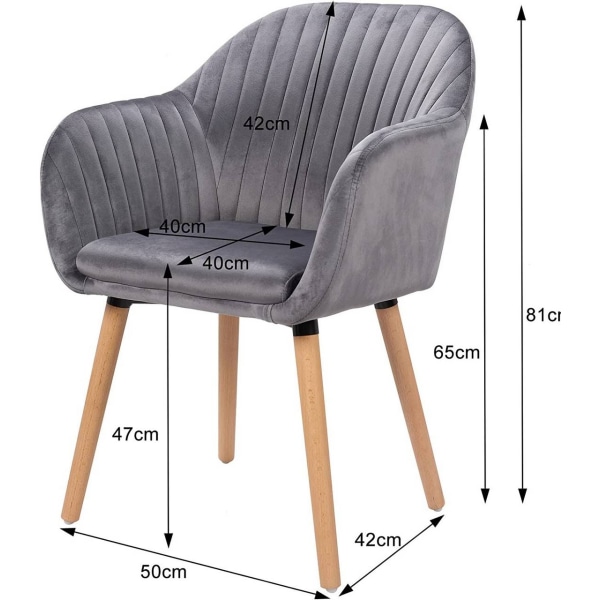 Rootz Velvet spisestuestolesæt - Ergonomisk stol - Stilfuld siddeplads - Komfortabel, holdbar, nem montering - Fløjl, massivt træ, metal - 81 cm x 40