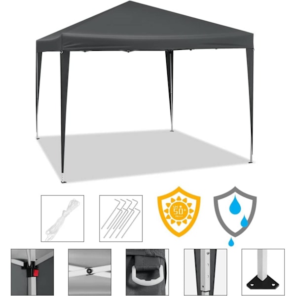 Rootz Premium Outdoor Gazebo - Paviljong - Baldakin - Vattentät - UV-skydd - Enkel installation - 3x3m - Antracit
