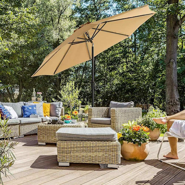 Rootz Parasol - Haveparasol - Strandparasol - Sammenklappelig haveparasol - Udendørs parasol - Haveparasol - Parasol - Parasol - Paraply Parasol - Tau