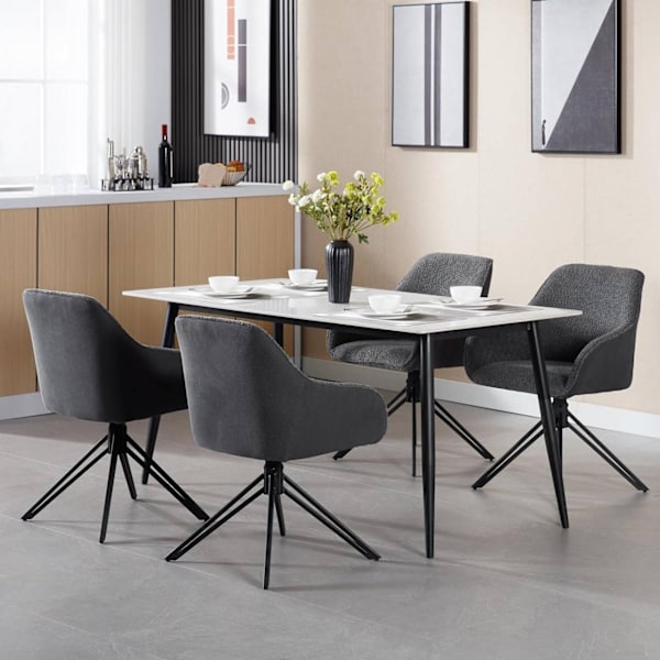 Rootz matstolsset - Snurrstol - Stoppad stol - Boucle tyg - Robusta metallben - 58cm x 82cm x 53,5cm