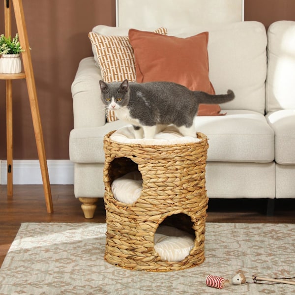 Rootz Scratching Barrel Cat Tower - Cat Condo - Cat Tree - Cosy Caves - 40 cm x 50 cm x 22 cm - Ideel til katte op til 3,5 kg