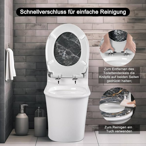 Rootz Soft-Close Toalettsits - Duroplast - Antibakteriell - O-formad - 37,1 cm x 45,5 cm - Snabbinstallation