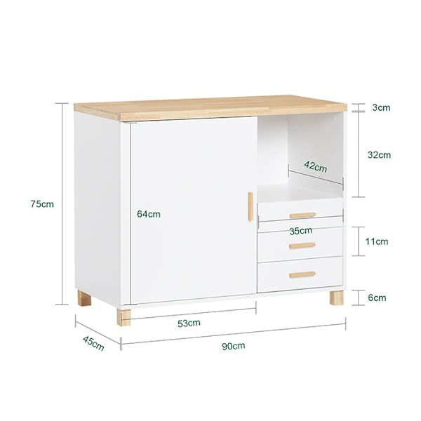 Rootz Office Storage -kaappi - arkistokaappi - puinen järjestäjä - valkoinen ja ruskea ulkonäkö - 90x75x45cm - MDF & kumipuu