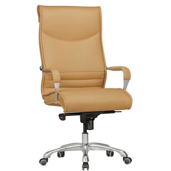 Rootz kontorsstolsöverdrag läderimitation karamell design skrivbordsstol X-XL 150kg chefsstol höjdjusterbar snurrstol ergonomisk med armstöd stoppade