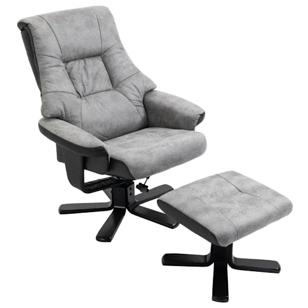 Rootz avslappningsstol med pall - 360° vridbar - 135° tippbar - vilstol - ventilerande överdrag - Grå - 78 x 82,5 x 109 cm