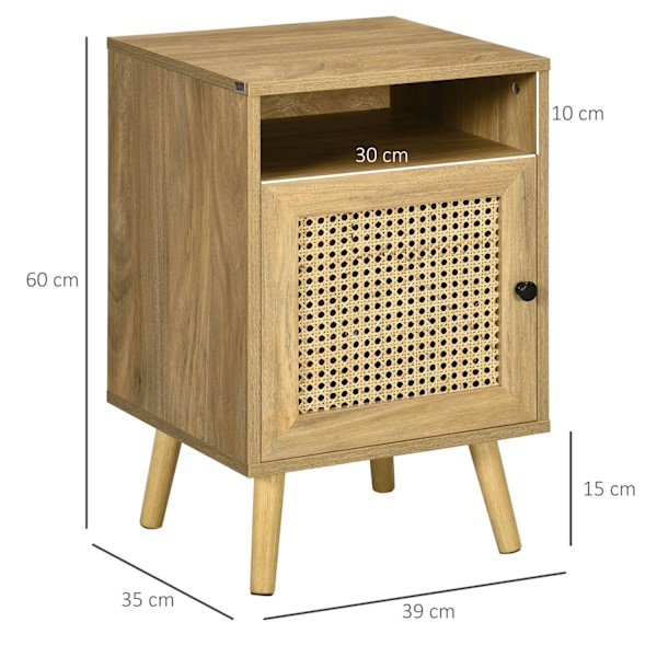 Rootz sängbord - Nightstand - sidobord - gott om förvaring - 39 cm x 35 cm x 60 cm - naturliga rottingelement, wiene väv
