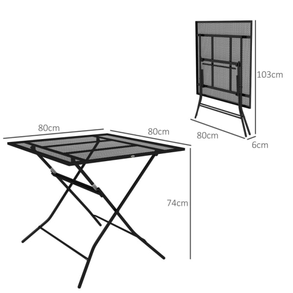 Rootz Square -taitettava patiopöytä - Ulkoruokapöytä - Puutarhapöytä - Kestävää ruostumatonta terästä - Tilaa säästävä muotoilu - Säänkestävä - 80cm x