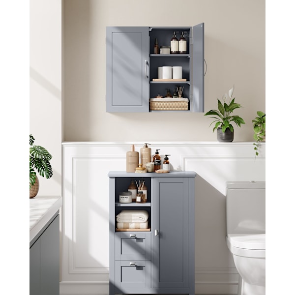 Rootz Dove Grey Badeværelsesskab - Opbevaringsorganisering - MDF møbel - 18cm x 60cm x 60cm - Letvægts - Nem montering