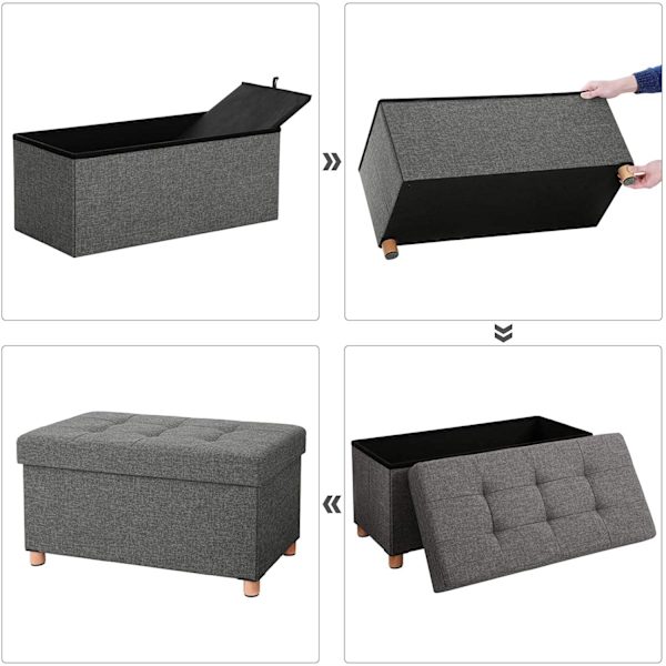 Rootz Hocker - Pouf - Säilytystila - Tummanharmaa - 76 x 38 x 40 cm