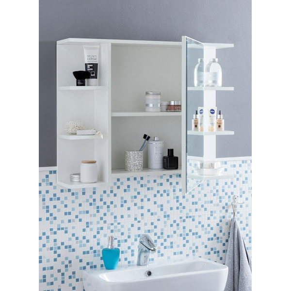 Rootz kaappi valkoinen 80x64,5x20cm lastulevy - Peilikaappi Moderni - Design kylpyhuonehylly Vapaasti kelluva - Peilikaappi - Kylpyhuonekaappi puinen
