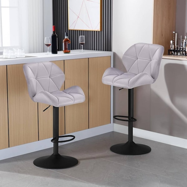 Rootz Velvet Barpall - Bänkpall - Justerbar Barstol - Ergonomisk design - Robust konstruktion - Halkfri bas - 94cm-116cm x 50cm x 40cm