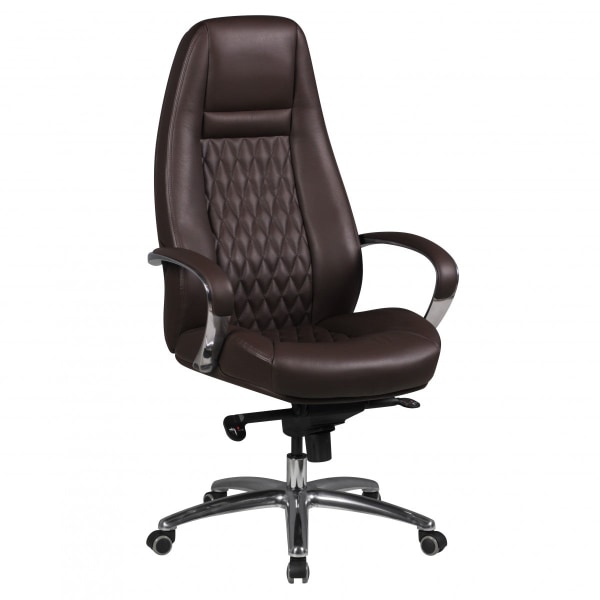 Rootz Executive Office Chair - Äkta läder - Vridbar skrivbordsstol - Ergonomisk design, Integrerat svankstöd, Multi-Block Rocker Mechanism - Brun & Si