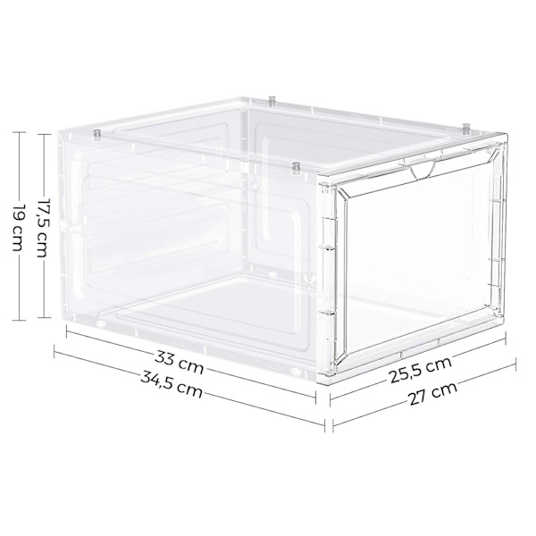 Rootz 12-delad uppsättning skokartong - Förvaringsbehållare - Stapelbara lådor - PP och ABS-plast - 27 cm x 34,5 cm x 19 cm