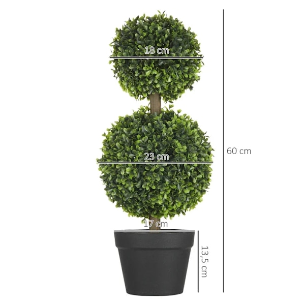 Rootz Set 2 kpl keinotekoista puksipuuta - 2 puksipuuta - tekokasveja - ulkona - kodit - toimistot - ravintolat - vihreä + ruskea + musta - 17 cm x 17