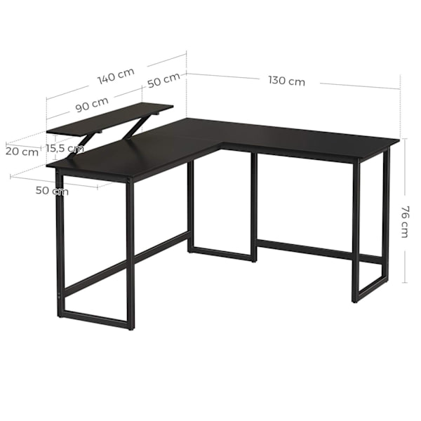Rootz Corner Desk - L-muotoinen tietokonepöytä liikkuvalla näyttöliittimellä - Pöydät - Kotitoimisto, Pelit - Musta