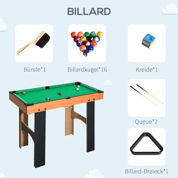 Rootz 4-i-1 Multi Game Bord - Bordfodbold - Bordtennis - Air Hockey - Billard - Robust MDF-konstruktion - 92cm x 78cm x 80cm